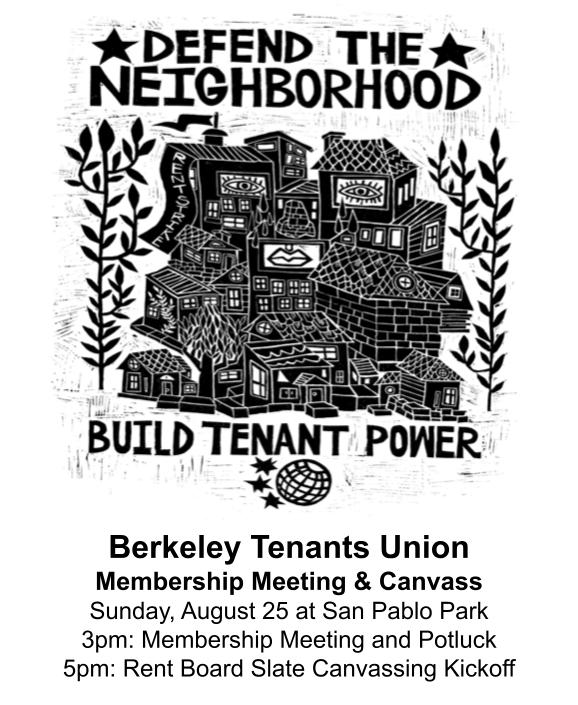 Save-the-Date: August 25 Membership Potluck & Canvass